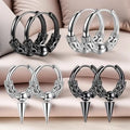 Hip-Hop Unisex Fashionable Retro Tibetan Dragon-Pattern Stainless Steel Beaded Earrings with Round Wire & Pointed Cone Details Great Shopping 4You