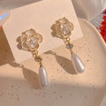 Designer Earrings Jewelry Jewellery Korean Influencer Minimalist Camellia Pearl Earrings Women Cool Niche Vintage Sterling Silver Post Earrings Elegant Gif Great Shopping 4You
