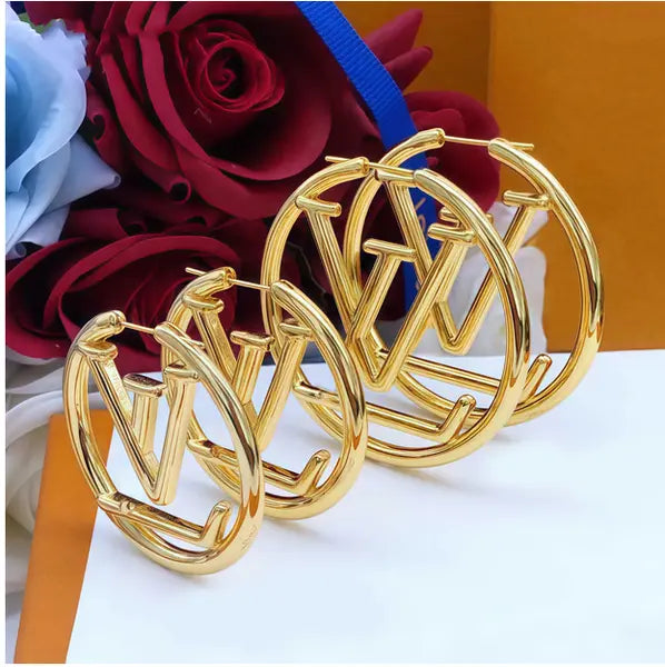 Luxury Designer Gold Hoop Earrings - Elegant Geometric Design with Three Sizes (3cm, 4cm, 5cm) Great Shopping 4You