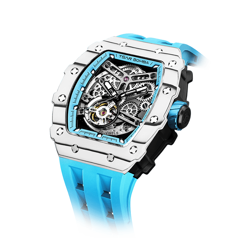 Elemental-Automatic Watch TB8208CF - White Blue TSAR BOMBA Watch