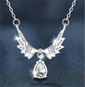 S925 Sterling Silver Angel Wings Moissanite Necklace for Women, Elegant Teardrop Pendant, Dainty Gift Clavicle Chain for Girlfriend Great Shopping 4You
