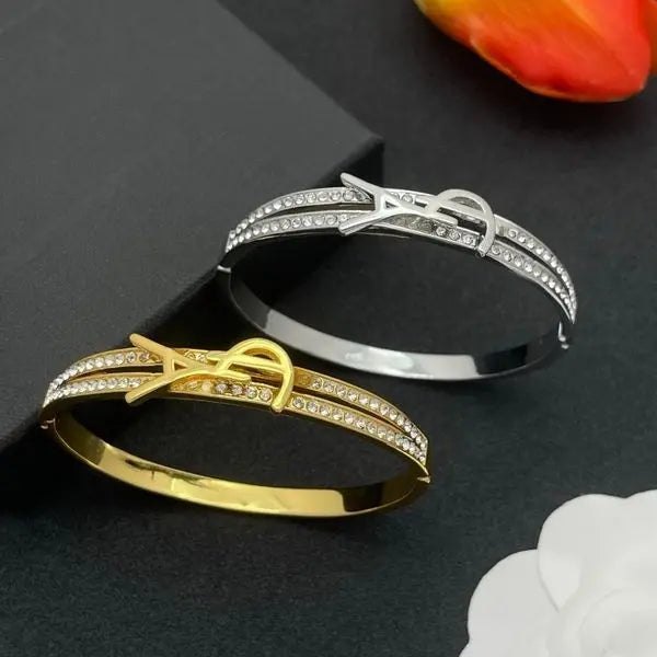 Designer Bracelets Simple Letter Luxury Bracelets Diamond Bracelets Suitable for Women and Girls Holiday Gifts Gold and Silver Great Shopping 4You