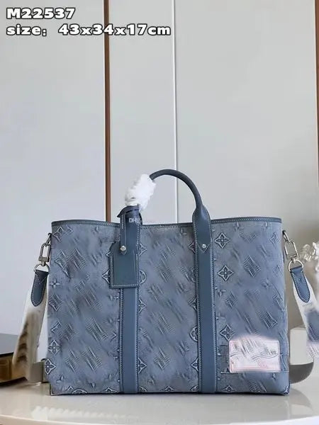 2023 Top Original Real Shot Bandouliere 50 Men Ladies Handbag Letter Pattern Embossed Faded Denim Large Capacity Designer Classic Men Travel Bag Great Shopping 4You
