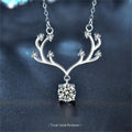 925 Sterling Silver Antler Pendant Necklace with Moissanite, Unique Christmas Gift for Women, Delicate Collarbone Chain Jewelry Great Shopping 4You