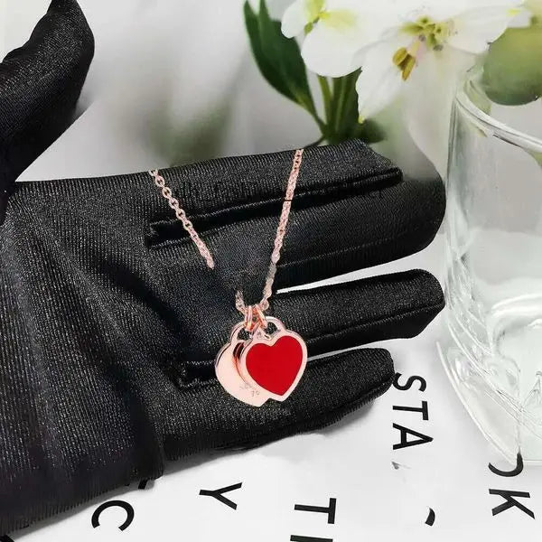 return necklaces 925 womens heart necklace designer jewellery chains pendant steel charm anniversary gift for women gold plat 659 Great Shopping 4You