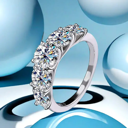 3.6CT Moissanite band Ring S925 sterling silver 5 artificial diamond Lucky God Ring, a unique and high-end, light luxury and fashionable band ring Great Shopping 4You