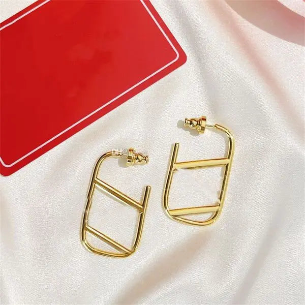 New V letter retro earrings circle gold fashion new net celebrity round face temperament ins alliance the same style earpiece Fashion Jewelry Gifts Earrings with box Great Shopping 4You