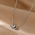 925 Sterling Silver Triple - Ring Necklace, Designer Necklace with Roman Numerals, Luxury Jewelry for Daily Wear & Gifting, Elegant & Sparkling Great Shopping 4You
