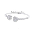 cart Bangle cubic DHCollections Halo Heart Full of Dias CZ Bangles Gold Plated Spring Clasp Iced Out Open C Shaped Bracelet f4a Great Shopping 4You