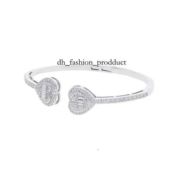 cart Bangle cubic DHCollections Halo Heart Full of Dias CZ Bangles Gold Plated Spring Clasp Iced Out Open C Shaped Bracelet f4a Great Shopping 4You
