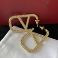 2023 earrings designer for women stud luxury gold heart shape pearl crystal gold double V letter 925s silver jewelry classic.A2366 Great Shopping 4You