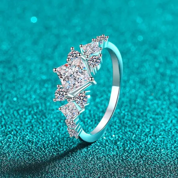 S925 Silver Moissanite Ring with Geometric Square Design - Elegant Luxury Engagement Ring for Women Great Shopping 4You