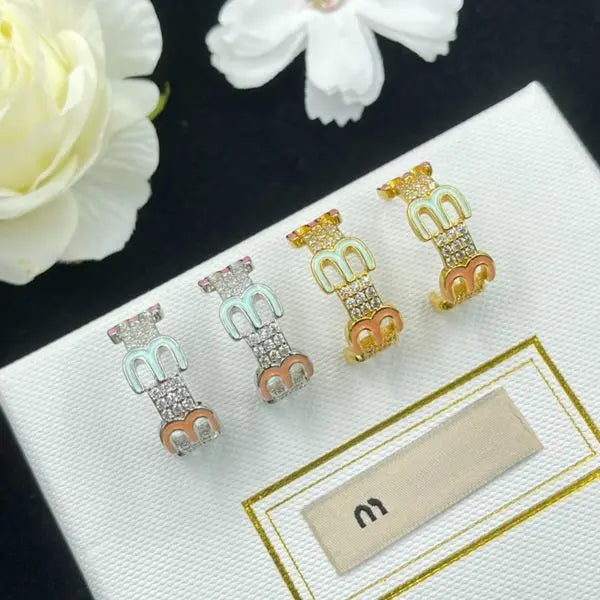 Earrings Designer for Women High Quality Simple Letter Diamond Luxury Jewelry Earrings Enamel Glaze 925 Silver Needle Holiday Gift Great Shopping 4You