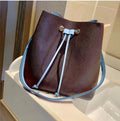 Wallet luxury designer plain drawstring women Bucket bag saddle leather ladies casual fashion handbag open shoulder backpack bags Flowers po Great Shopping 4You