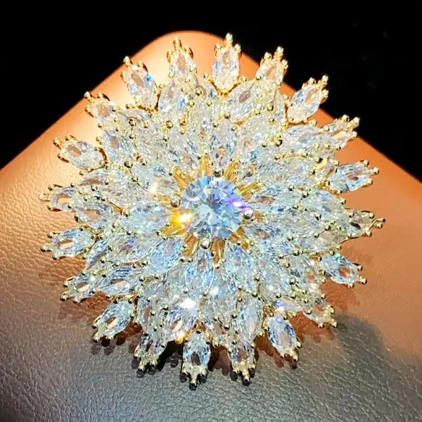 Exquisitely Crafted Heavy duty Multi layer Three dimensional Zircon Snowflake Brooch Fashionable and High end Sense Brooch for Suits and Evening Dresses Great Shopping 4You