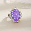 S925 Sterling Silver High Carbon Diamond Purple Padparadscha Ring, Women's Fashion Luxury Jewelry, Aristocratic Style High-End Design Ring Great Shopping 4You