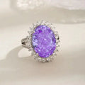 S925 Sterling Silver High Carbon Diamond Purple Padparadscha Ring, Women's Fashion Luxury Jewelry, Aristocratic Style High-End Design Ring Great Shopping 4You