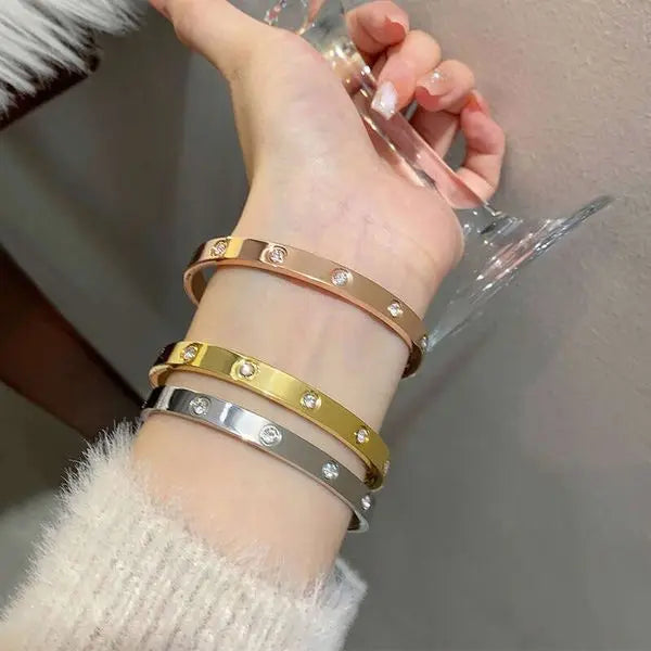Light Luxury High-End Ten Diamond Bracelet Women Titanium Steel Non-Fading for Office & Travel Great Shopping 4You