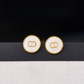 Never Fading Round Designer Ear Stud Earrings Pearl Real Gold Brass Copper Stamp Letter Earring Fashion Womens Elegance Wedding Party Jewelry Accessories F77 Great Shopping 4You