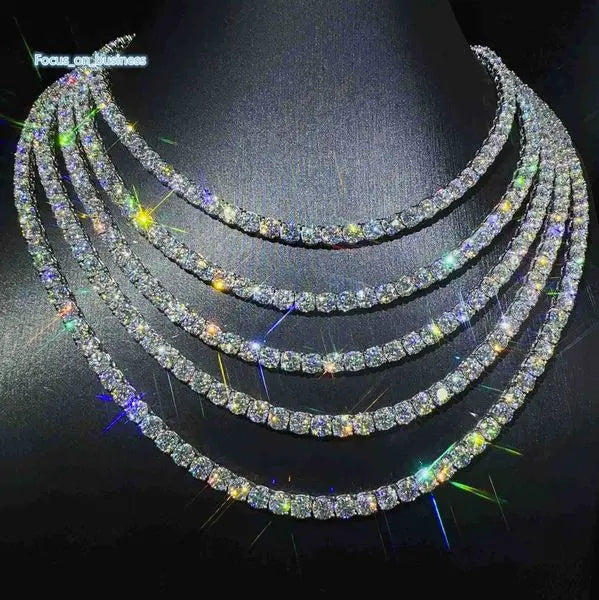 Fashion Jewelry Hip Hop Necklace Pass Diamoster 5mm Vvs Moissanite Iced Out Tennis Chain for Men Women Great Shopping 4You