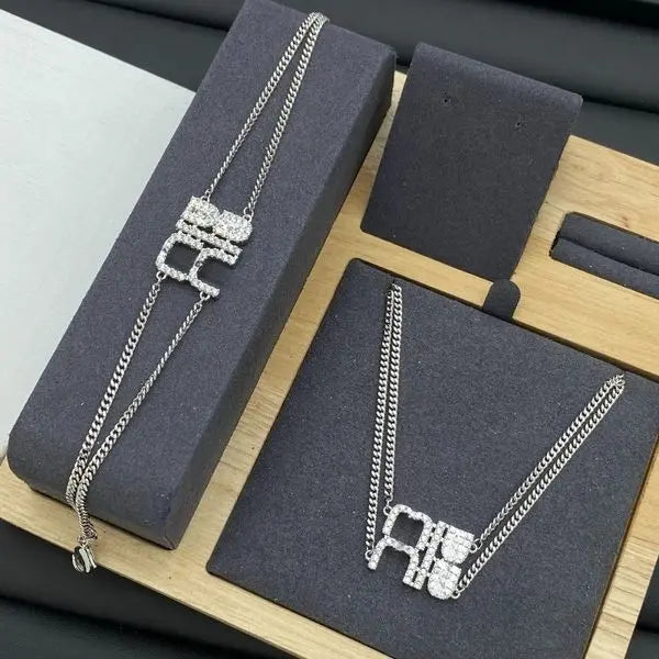 Luxury Bracelet Necklace Set Designer Necklace for Women Diamond and Pearl Bracelet Jewelry Sets 18K Gold 925 Silver Plated High Quality Great Shopping 4You