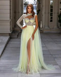 Long Tiered Party Dresses Vintage A-Line Trumpet Night Dress One Shoulder Prom Dresses Layer Celebrity Dresses with Glitter YD Great Shopping 4You