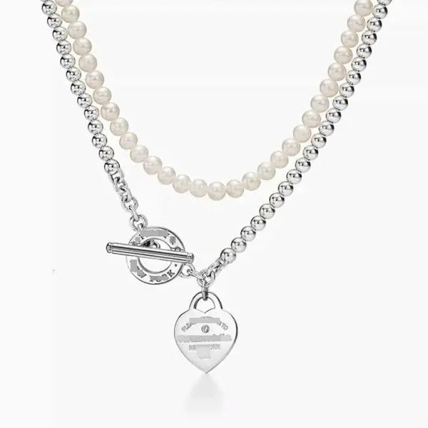 Tiff Necklace Designer luxury fashion jewelry high version 925 Silver Pearl necklace OT Buckle CNC Double Layer Fashion accessory Great Shopping 4You