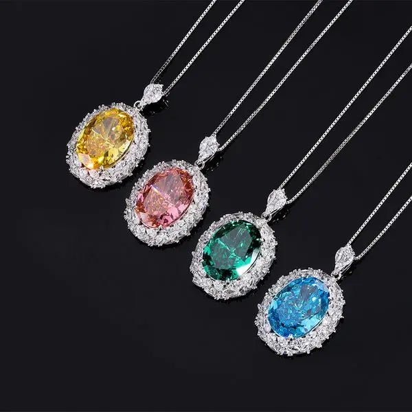 S925 Silver Vintage Fashion High-Carbon Diamond Pigeon Egg Pendant, 13x18mm Luxurious Design, Exquisite Women's Jewelry, Perfect Gift Choice Great Shopping 4You