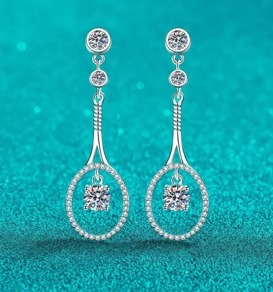 925 Sterling Silver PT950 Plated Moissanite Long Tassel Drop Earrings with Luxury Design Great Shopping 4You