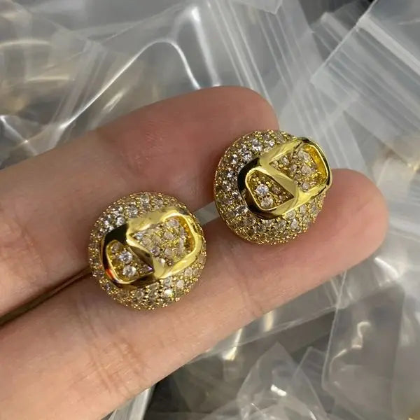 Luxury Designer Brand Earring High Quality Women Crystal Zircon Diamond 18k Gold Plated Studs Earrings Wedding Party Jewelry Great Shopping 4You