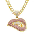HipHop Zirconia Mouth Inlaid Pendant Cuban Chain for Men Diamond Men's Cool Real Gold Silver Plated Curb Link Grill Teeth Necklace Luxury Jewelry Gift Great Shopping 4You