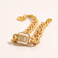 New Fashionable Classic Bracelets Women Bangle Gold Plated Stainless steel Crystal Pearl Lovers Gift Wristband Cuff Chain Designer Jewelry Gifts Great Shopping 4You