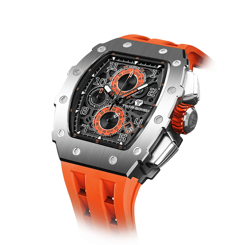 Elemental-Calendar Watch TB8204Q - Silver Orange TSAR BOMBA Watch