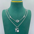 New Arrival Designer Double Layer Stackable Necklace for Men Women 18K Gold Plated Lock Pendant Chain Classic Luxury Pendant Necklaces Perfect Holiday Jewelry Gift Great Shopping 4You