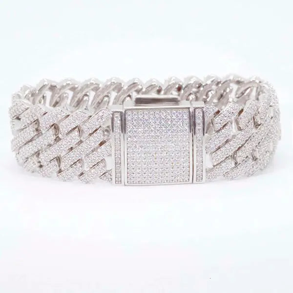 bracelet necklace mossanite Fashion Jewelry Width 26cm 925 Sterling Silver Vvs Round Cut Moissanite Bracelet Iced Out Cuban Link TMXV Great Shopping 4You