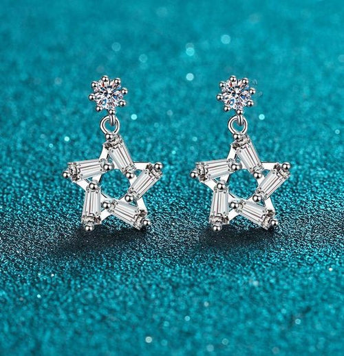 925 Sterling Silver Moissanite Geometric Star Earrings for Women, Elegant and Sparkling, Perfect for Daily Wear or Special Occasions. Great Shopping 4You