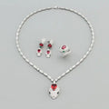 Vintage New Ring Earrings Necklace Jewelry Set Inlaid with Ruby for Women Banquet Wedding Bride Earrings Great Shopping 4You