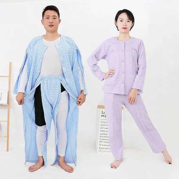 Long Dress And Trousers With Zipper Nursing Suit For Infusion Check/ Acupuncture/ Moxibustion Convenient Spring/Autumn Care Great Shopping 4You