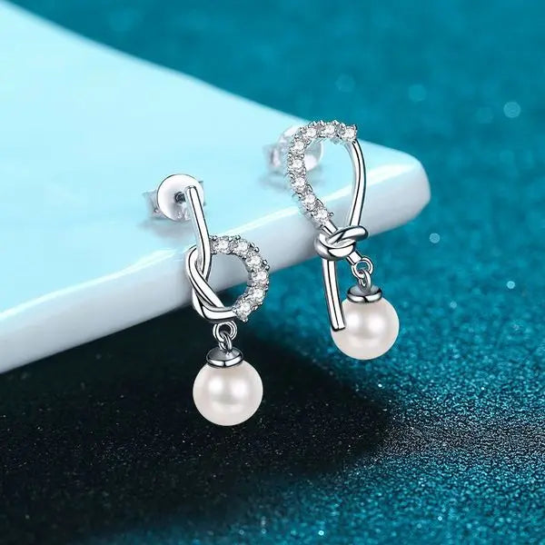 Chic S925 Sterling Silver Unilateral Pendant Earrings Complementing Freshwater Cultured Pearls & Synthetic Gemstones Great Shopping 4You