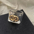 New Style Letter Gold-color Brass Copper Open Band Rings Fashion Fine Finger Luxury Crystal Pearl Ring for Womens Wedding Jewelry Gifts One Size:7 Great Shopping 4You