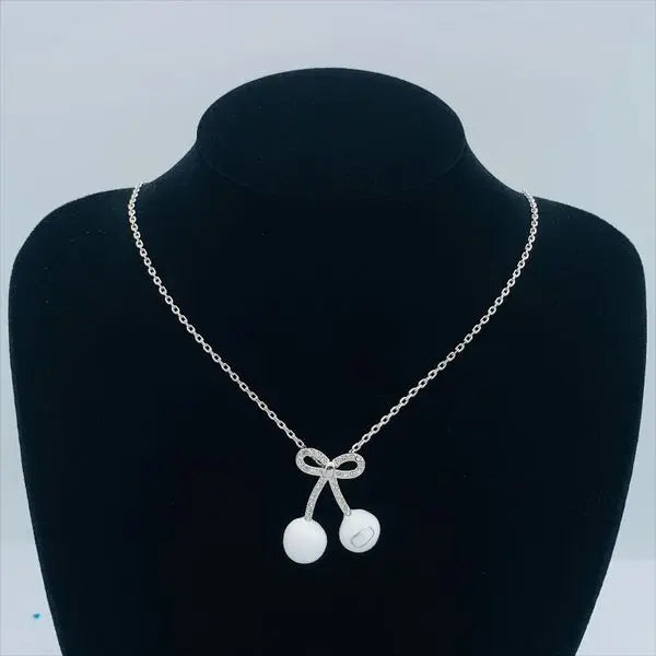 Classic designer cherry pendant necklace 18K gold stainless steel fashion short necklace for ladies perfect for parties and birthdays Unique design Great Shopping 4You