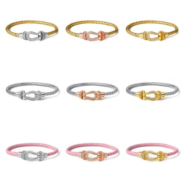 Luxury fashion designer bracelet horseshoe buckle leather cord bracelet men and women couples with the same high-quality designer jewellery Great Shopping 4You