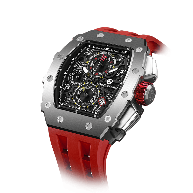 Elemental-TB8204Q（Ship from DE） - Silver Red Tsarbomba Watch