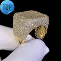 Hip Hop Jewelry Luxury 14K Gold Plated Solid 925 Sterling Silver Iced Out Paved VVS Moissanite Diamond Ring For Men Women Party Great Shopping 4You