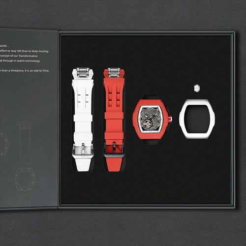 Atomic-Interchangeable Automatic (2-in-1)（IT） - Black White / White Fluororubber+Red Fluororubber Tsarbomba Watch