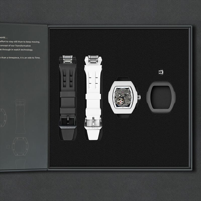 Atomic-Interchangeable Automatic (2-in-1)（IT） - Black White / Black Fluororubber+White Fluororubber Tsarbomba Watch