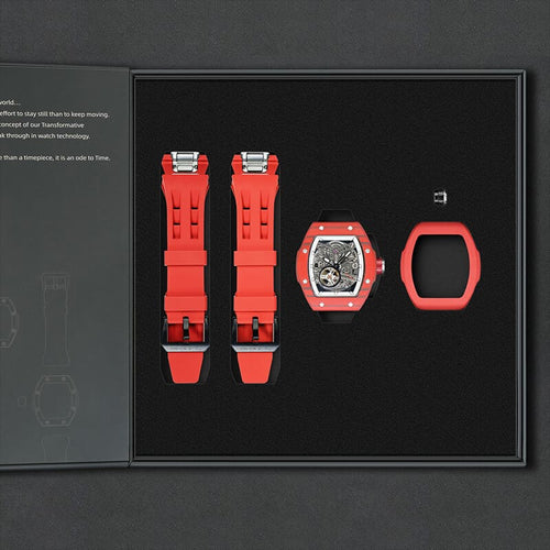 Atomic-Interchangeable Automatic (2-in-1)（IT） - Black White / Red Carbon Fiber+Red Fluororubber Tsarbomba Watch