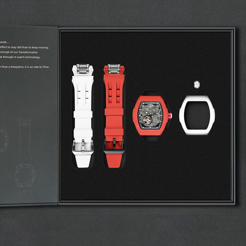 Atomic-Interchangeable Automatic (2-in-1)（IT） - Black / White Fluororubber+Red Fluororubber Tsarbomba Watch