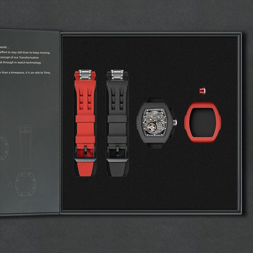 Atomic-Interchangeable Automatic (2-in-1)（IT） - Black / Black Fluororubber+Red Fluororubber Tsarbomba Watch