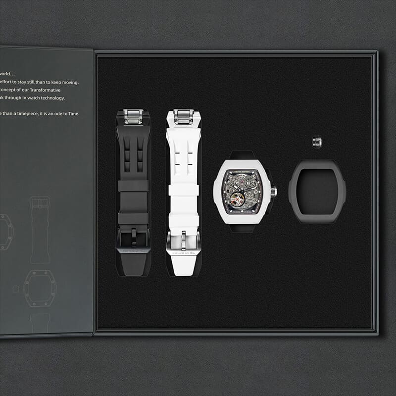 Atomic-Interchangeable Automatic (2-in-1)（IT） - Black / Black Fluororubber+White Fluororubber Tsarbomba Watch